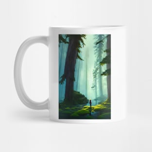 Cute Little Anime Girl Morning Nature Forest Landscape Mug